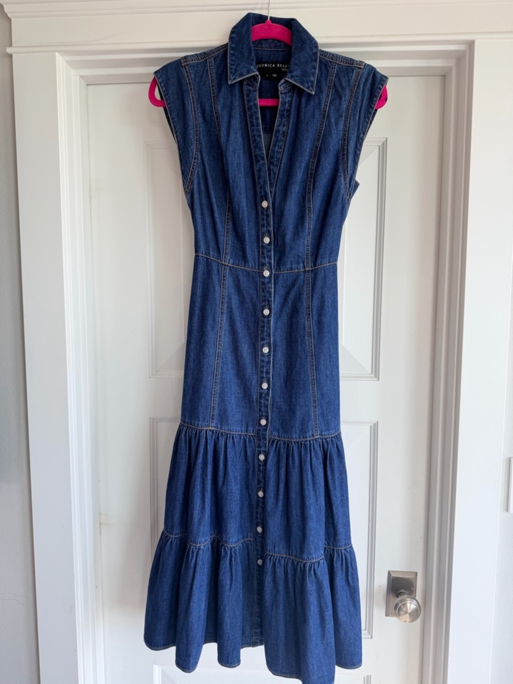 Veronica Beard Denim Button-Front Midi Dress - Blue